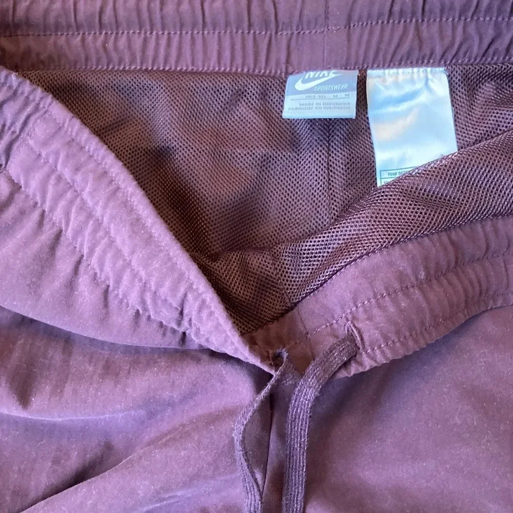 Nike Burgandy Mens Track Pants Medium Drawstring Mesh Lining